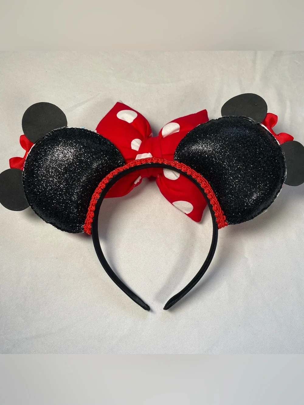 Disney Birthday Cupcake Minnie Mickey Ears Headband And Hair Bows Bundle